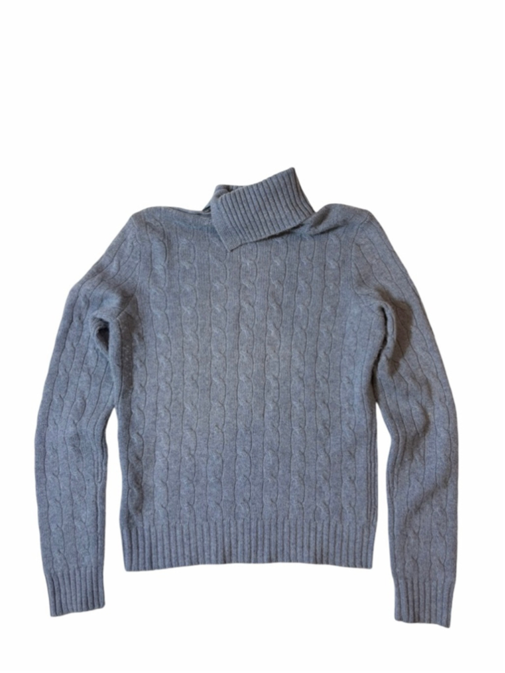 Ralph Lauren Black Label 100% Cashmere Cable Knit Turtleneck Sweater Blue M